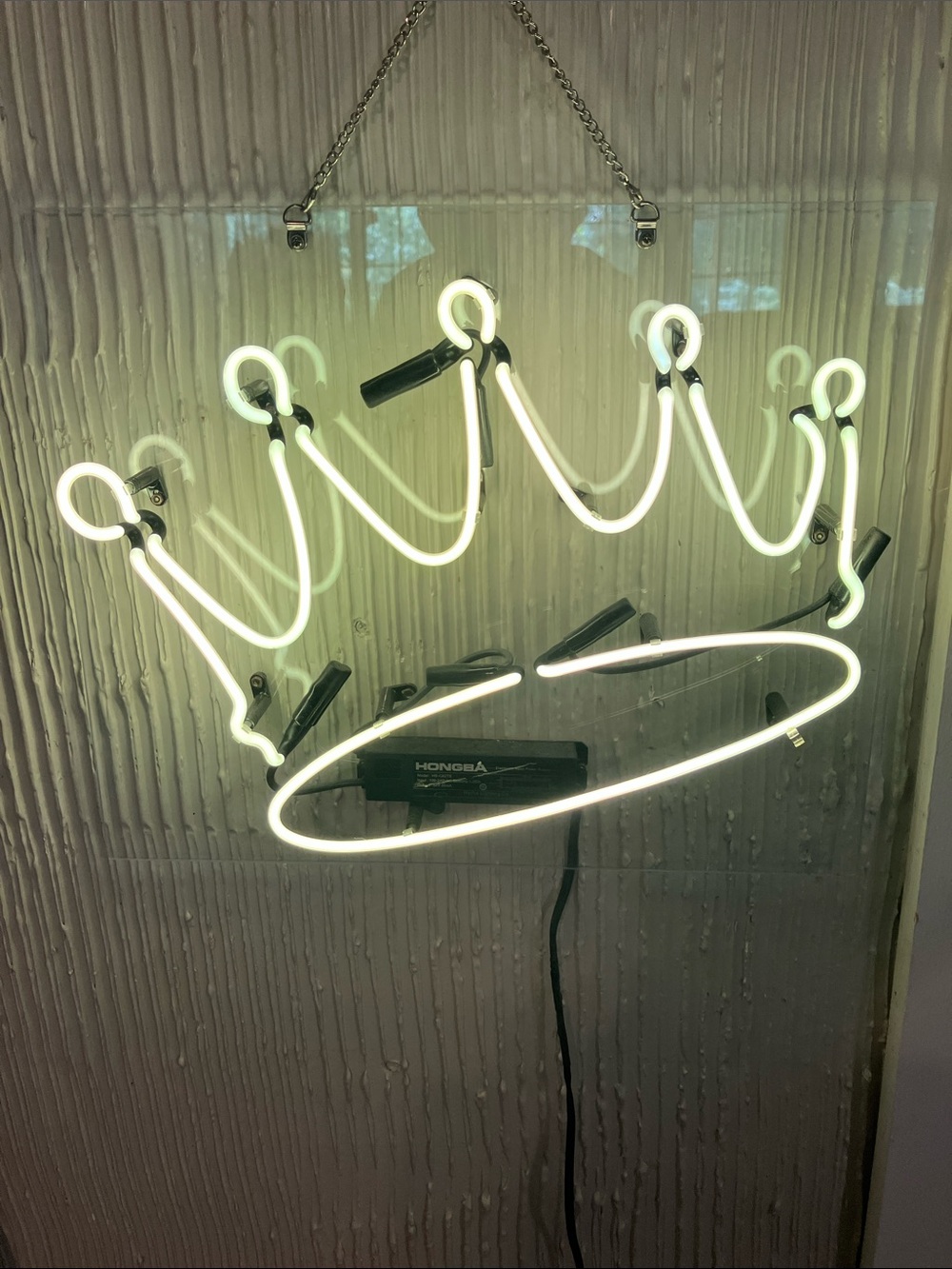 White Neon Crown Sign Wall Decor